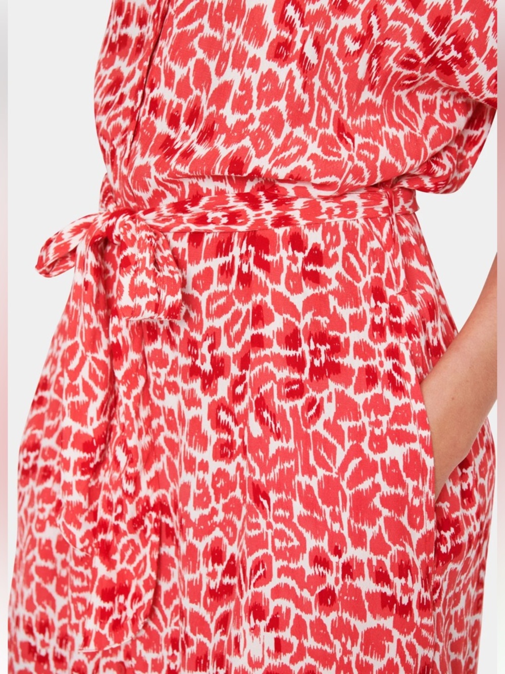 Red and White Animal Print Midi/Maxi Shirt Dress by Saint Tropez Size L - Picture 15 of 17